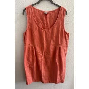 J. Jill Linen Dress Sherbert Orange Sleeveless Loose Cool Comfortable Size L